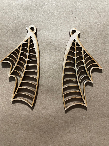Dragon Wings Blank Wood Earrings. DIY jewelry. Unfinished laser