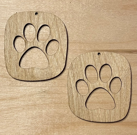 Paws Blank Wood Earrings. DIY jewelry. Unfinished laser cut wood jewelry. Wood earring blanks. Unfinished wood earrings. Wood jewelry blanks.