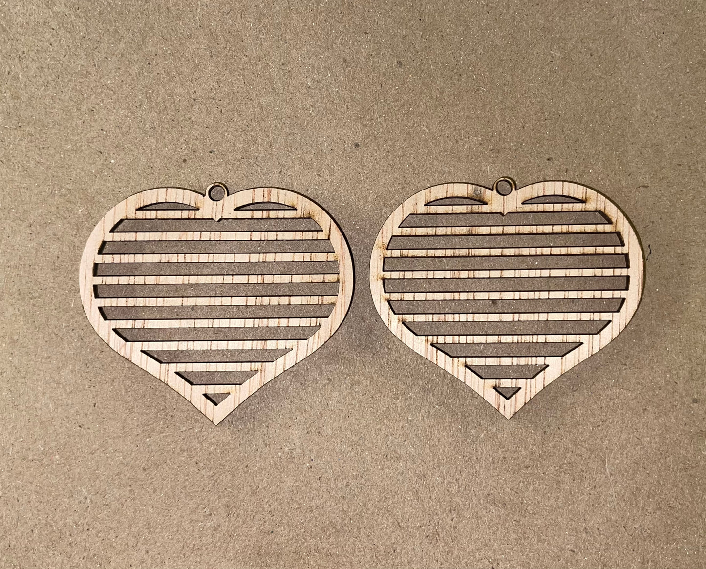 Striped Heart Outline Blank Wood Earrings. DIY jewelry. Unfinished laser cut wood jewelry. Wood earring blanks. Unfinished wood earrings. Wood jewelry blanks.