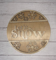 Let it Snow 2 Layer Round Sign Blank Set