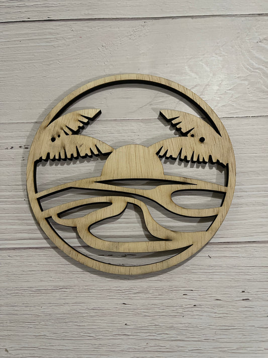 Beach Round Unfinished Wood frame. Resin art frame. DIY wood cutout. Unfinished laser cut wood resin frame. Wood blanks.