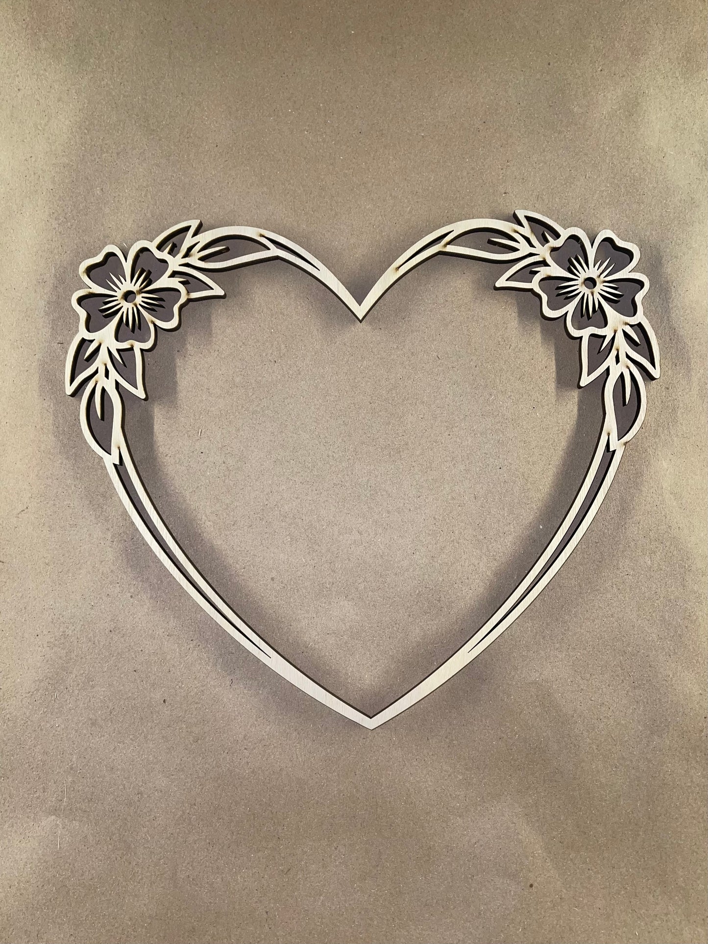 Floral Heart Unfinished Wood frame. Resin art frame. DIY wood cutout. Unfinished laser cut wood resin frame.