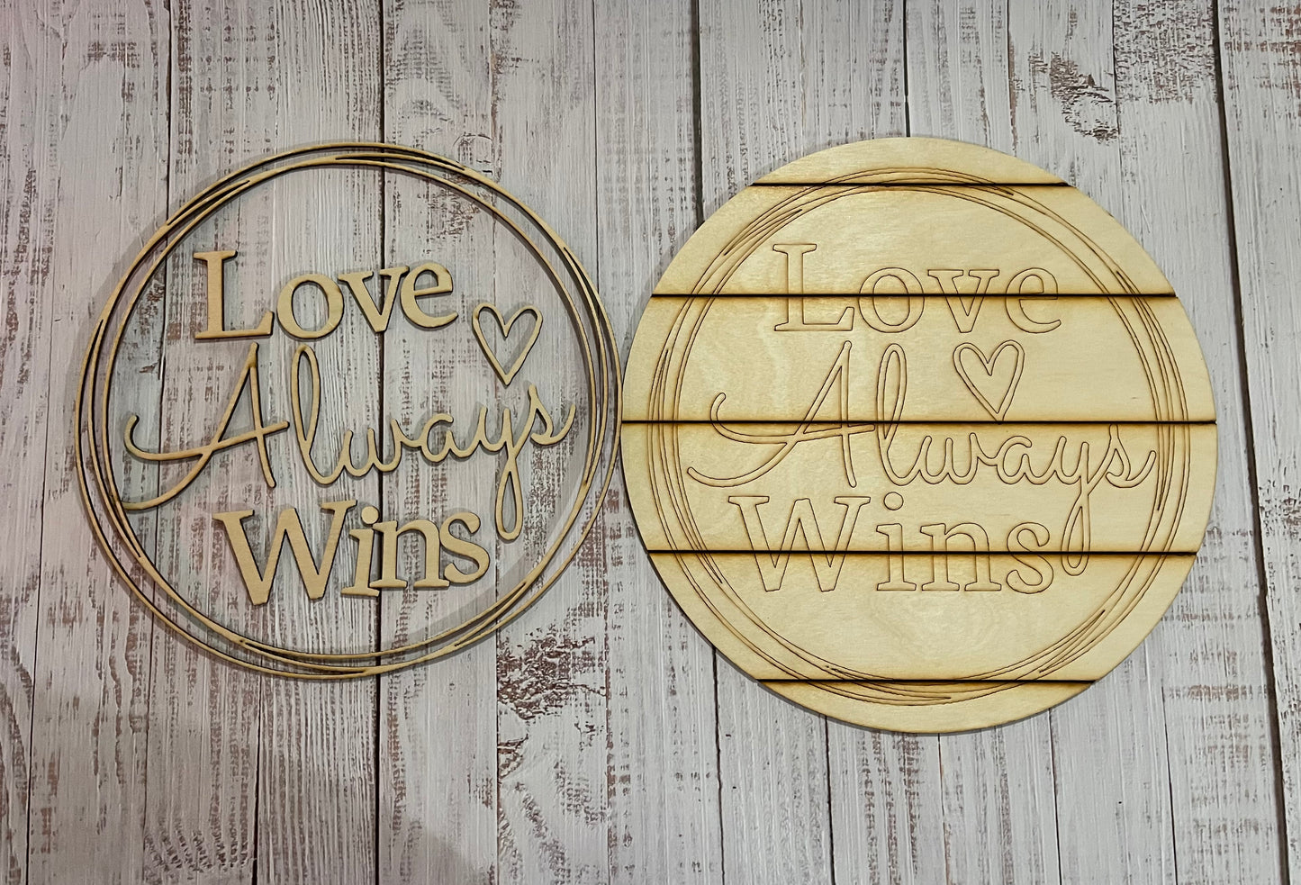 Love Always Wins Unfinished Scored Wood Plaque. DIY wood cutout. Wood mandala blank.