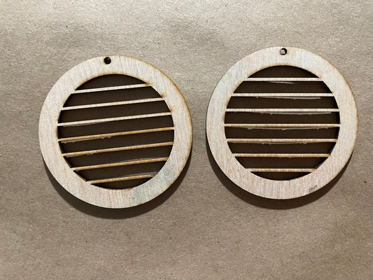 Stripes Open Backed Round Blank Wood Earrings. DIY jewelry. Unfinished laser cut wood jewelry. Wood earring blanks. Unfinished wood earrings. Wood jewelry blanks.