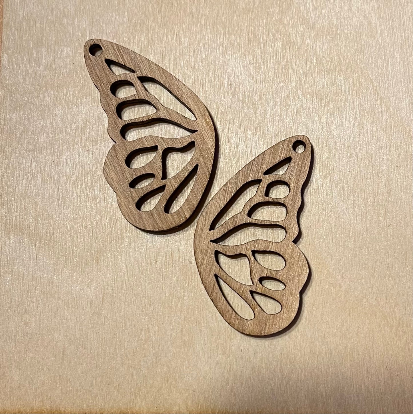 Butterfly Wings Blank Wood Earrings. DIY jewelry. Unfinished laser cut wood jewelry. Wood earring blanks. Unfinished wood earrings. Wood jewelry blanks.