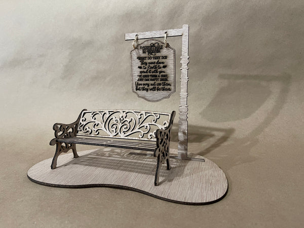 Remembrance Memorial Bench Christmas Shelf Sitter Sign. DIY wood cutout.