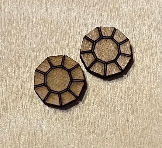 Round Gem Blank Wood Stud Earrings. DIY jewelry. Unfinished laser cut wood jewelry. Wood earring blanks. Unfinished wood earrings. Wood jewelry blanks.