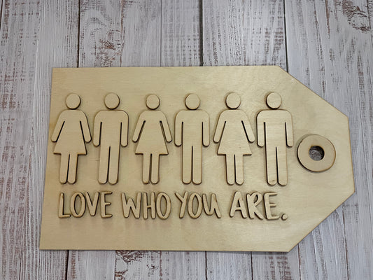 Love Who You Are Unfinished Scored Wood Plaque. DIY wood cutout. Wood mandala blank.