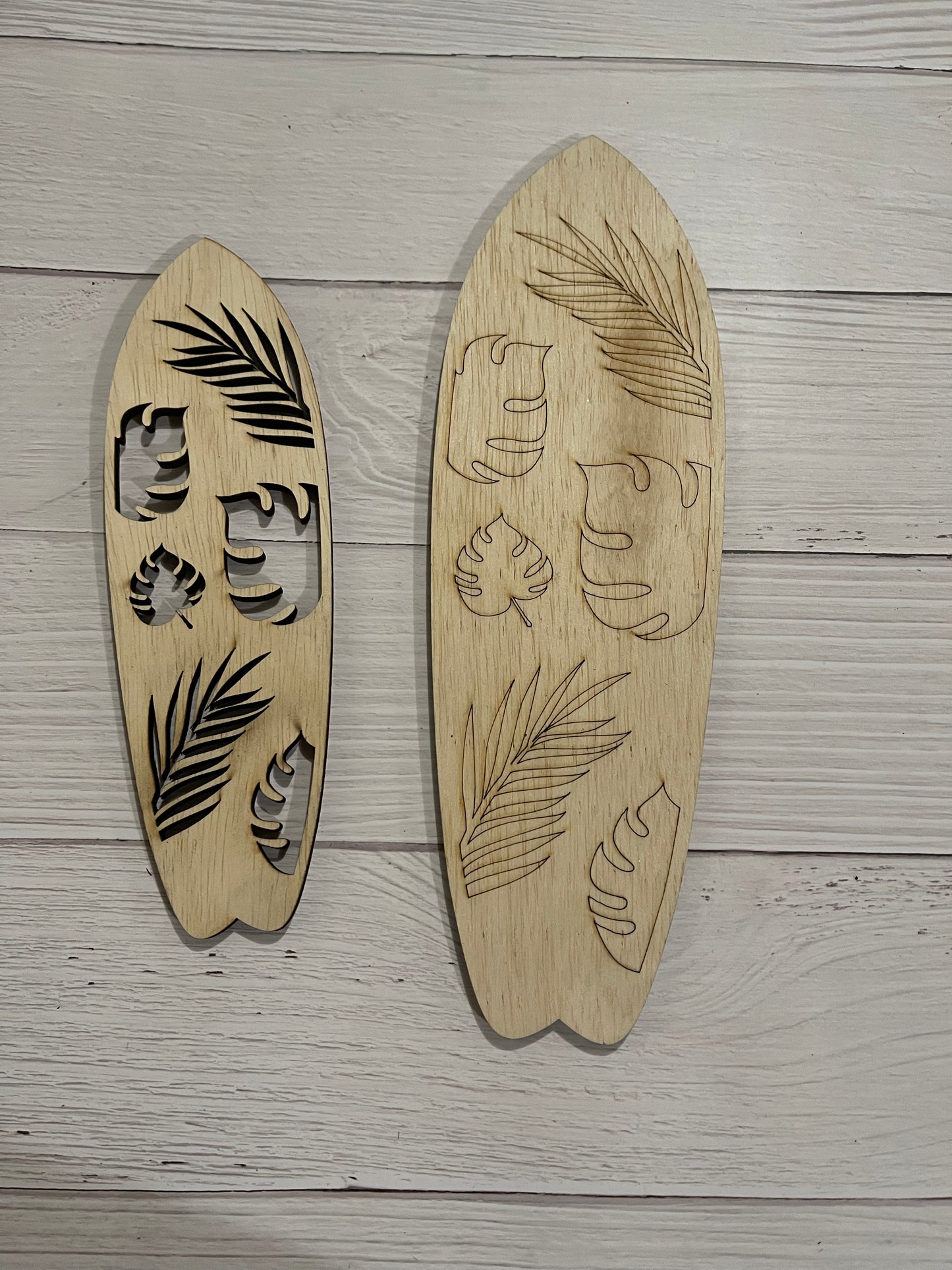 Tropical leaves Surfboard Unfinished Wood frame. Resin art frame. DIY wood cutout. Unfinished laser cut wood resin frame. Wood blanks.