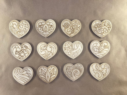 Set of 12 - 4” Heart Unfinished Wood blanks. Resin art frame. DIY wood cutout. Unfinished laser cut wood resin frame.