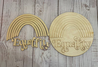 Equality Unfinished Scored Wood Plaque. DIY wood cutout. Wood mandala blank.