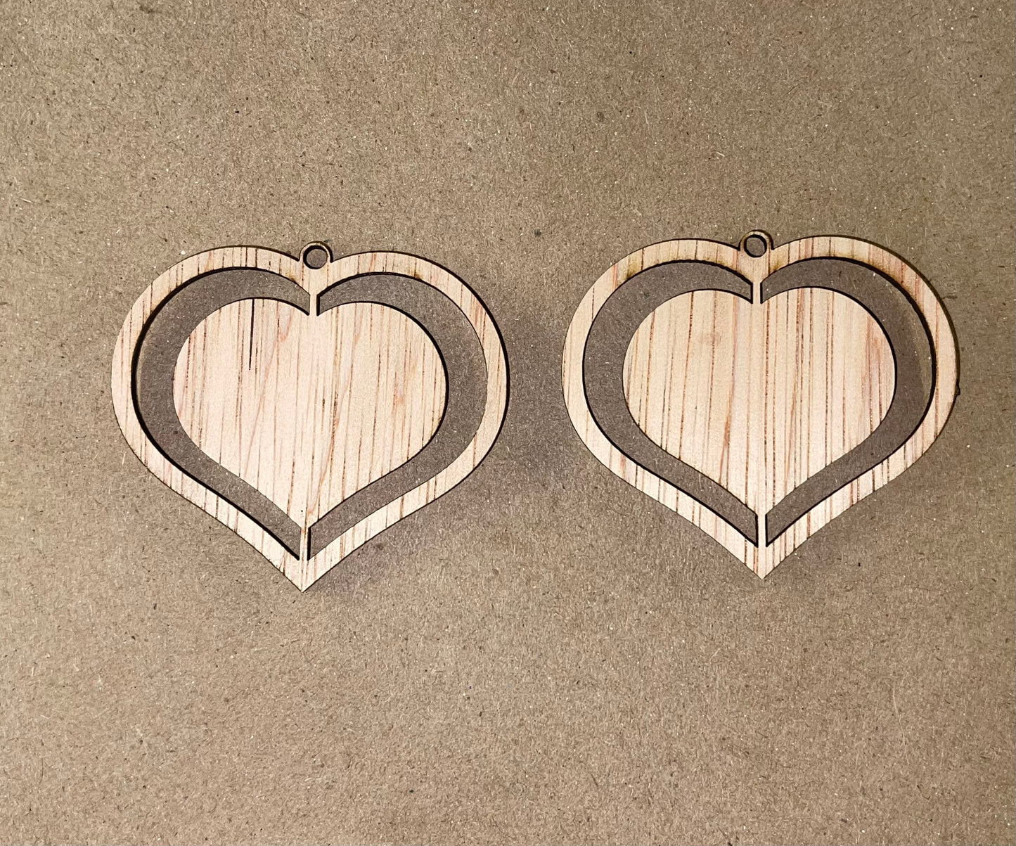 Heart Outline with Large Heart Cutout Blank Wood Earrings. DIY jewelry. Unfinished laser cut wood jewelry. Wood earring blanks. Unfinished wood earrings. Wood jewelry blanks.