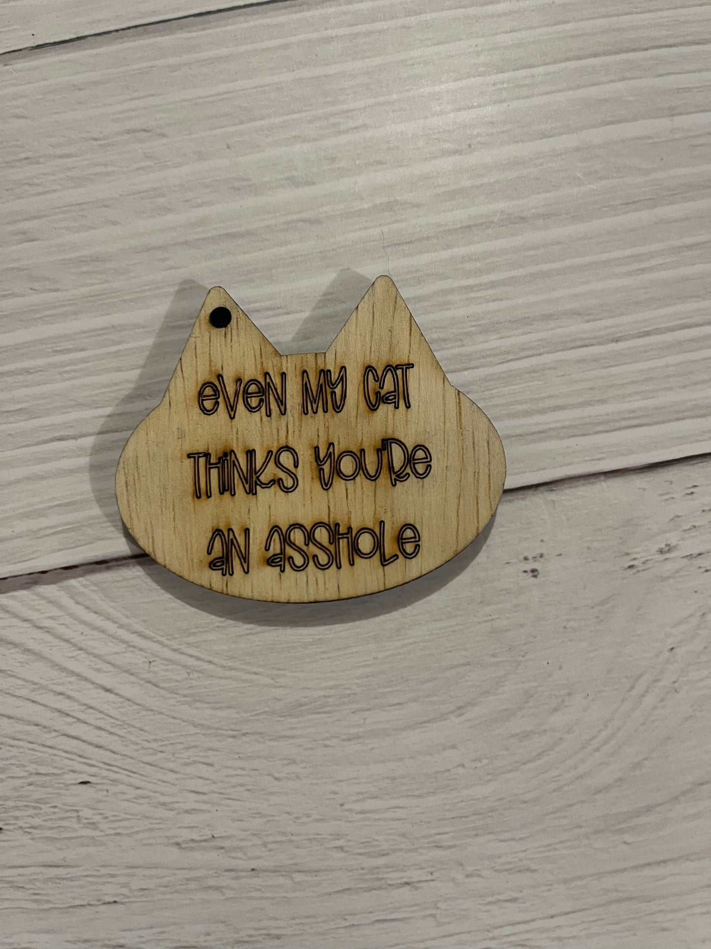 Cat NSFW Unfinished Wood Keychain Blank