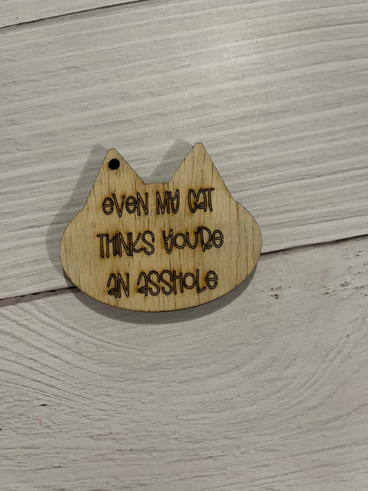 Cat NSFW Unfinished Wood Keychain Blank