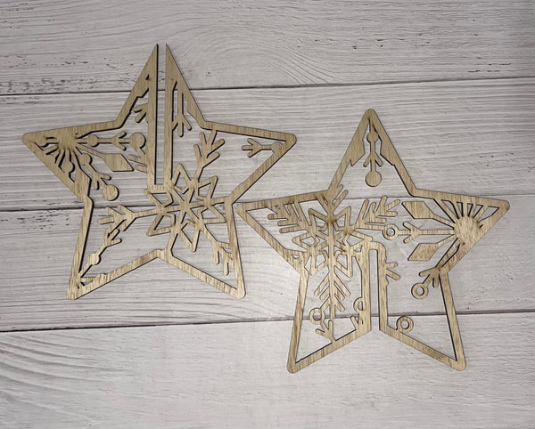 3D Star Unfinished Wood Blank. DIY wood cutout. Diy painting blank.