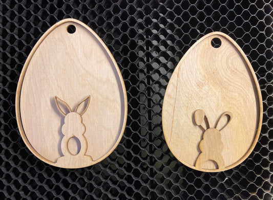Bunny Easter Egg Gift Tag Unfinished Wood Blank. DIY wood cutout. Diy painting blank.