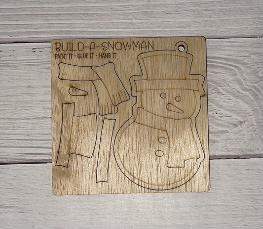 Build your Own Snowman Unfinished wood ornament