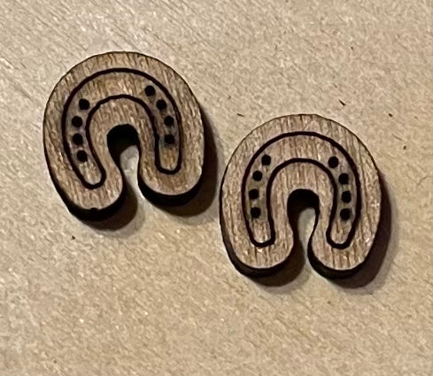 Horseshoe Blank Wood Stud Earrings. DIY jewelry. Unfinished laser cut wood jewelry. Wood earring blanks. Unfinished wood earrings. Wood jewelry blanks.