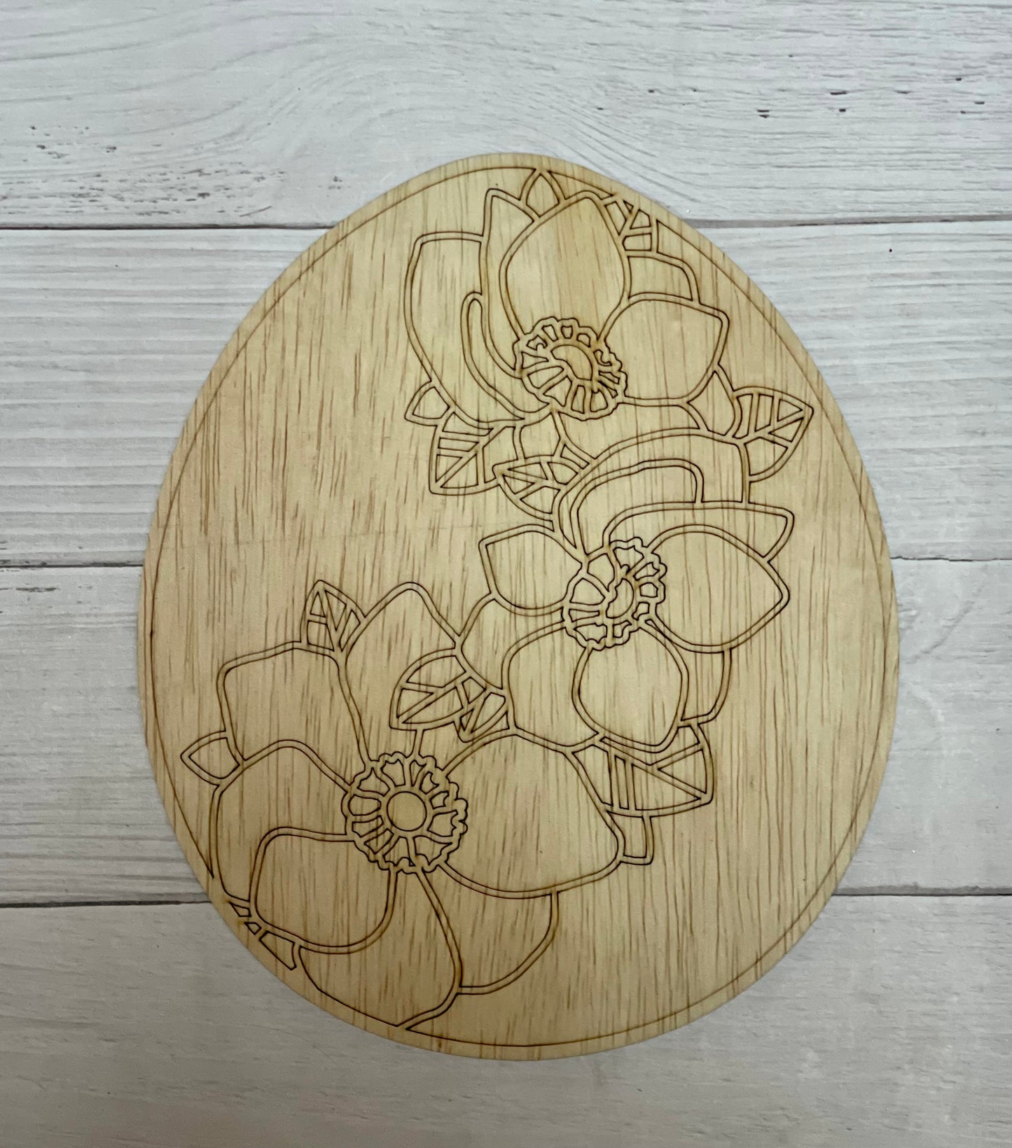 Floral Easter Egg Unfinished Wood Resin frame. Resin art frame. DIY wood cutout. Unfinished laser cut wood resin frame.