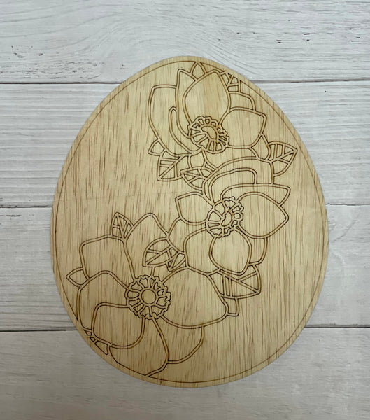 Floral Easter Egg Unfinished Wood Resin frame. Resin art frame. DIY wood cutout. Unfinished laser cut wood resin frame.