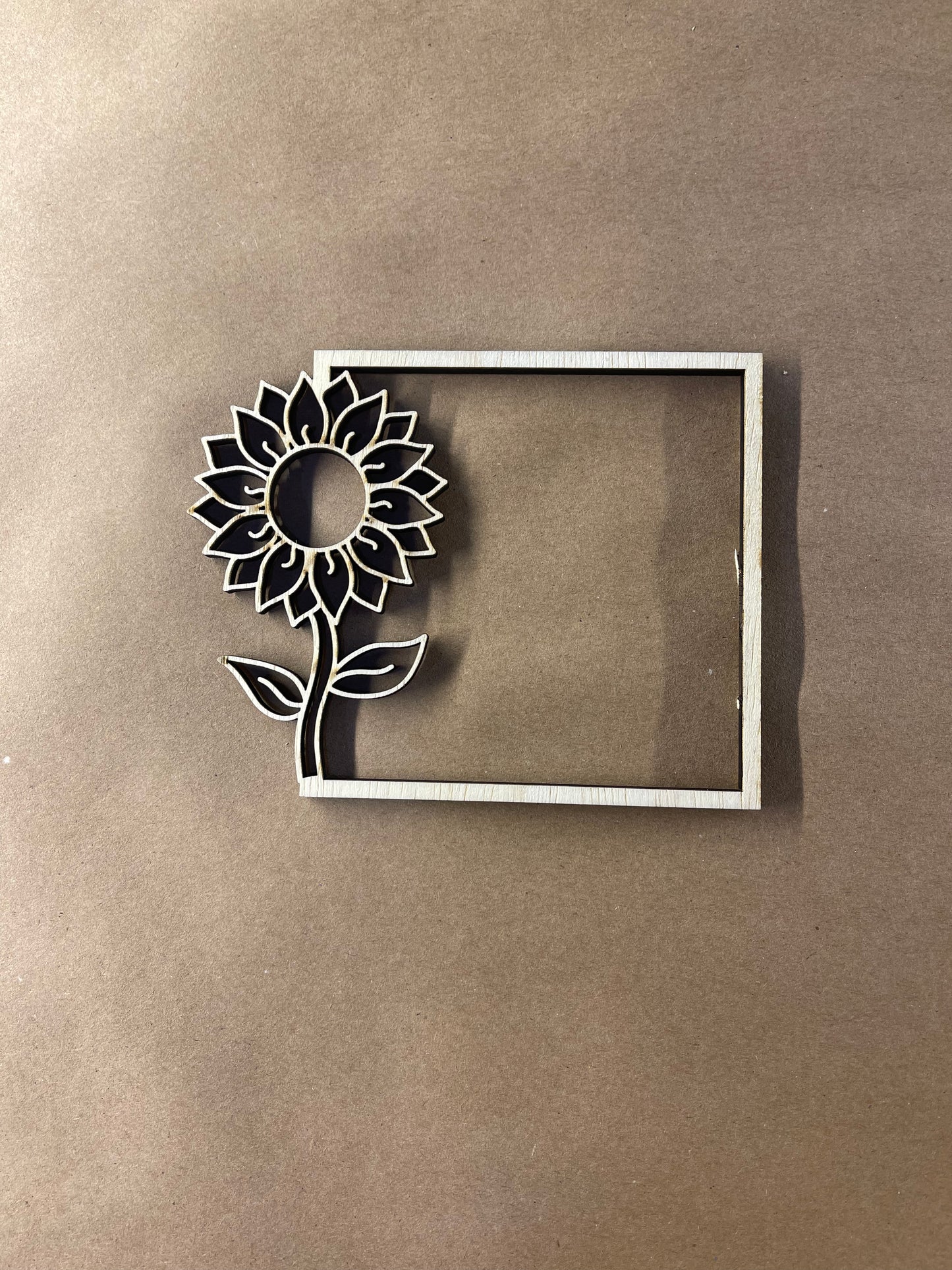 Simple Square Sunflower Frame Unfinished Wood frame. Resin art frame. DIY wood cutout. Unfinished laser cut wood resin frame. Wood blanks.