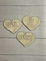 Set of 3 Anti Valentine Coasters Unfinished Wood Blanks. DIY wood coaster set.