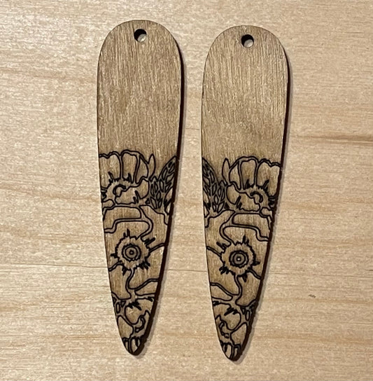 Floral Blank Wood Earrings. DIY jewelry. Unfinished laser cut wood jewelry. Wood earring blanks. Unfinished wood earrings. Wood jewelry blanks.