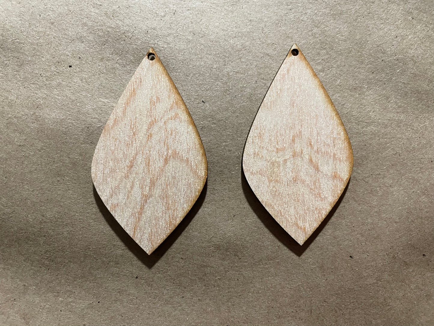 Narrower Pointed Drop Blank Wood Earrings. DIY jewelry. Unfinished laser cut wood jewelry. Wood earring blanks. Unfinished wood earrings. Wood jewelry blanks.