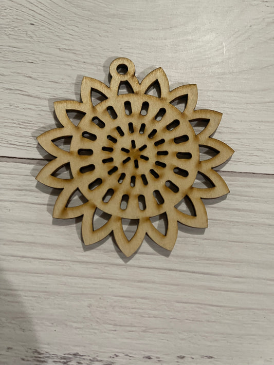 Sunflower Unfinished Wood Keychain Blanks - Set of 4 - 4 pieces