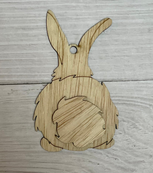 Bunny Booty Easter Gift Tag Unfinished Wood Blank. DIY wood cutout. Diy painting blank.