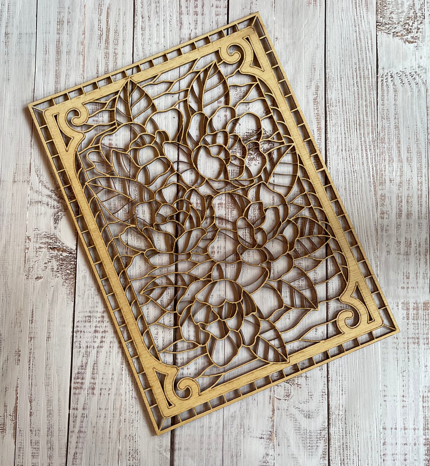 Floral Stained Glass Frame Art Wood Cut Out. Unfinished Wood frame. Resin art frame. DIY wood cutout. Unfinished laser cut wood resin frame.