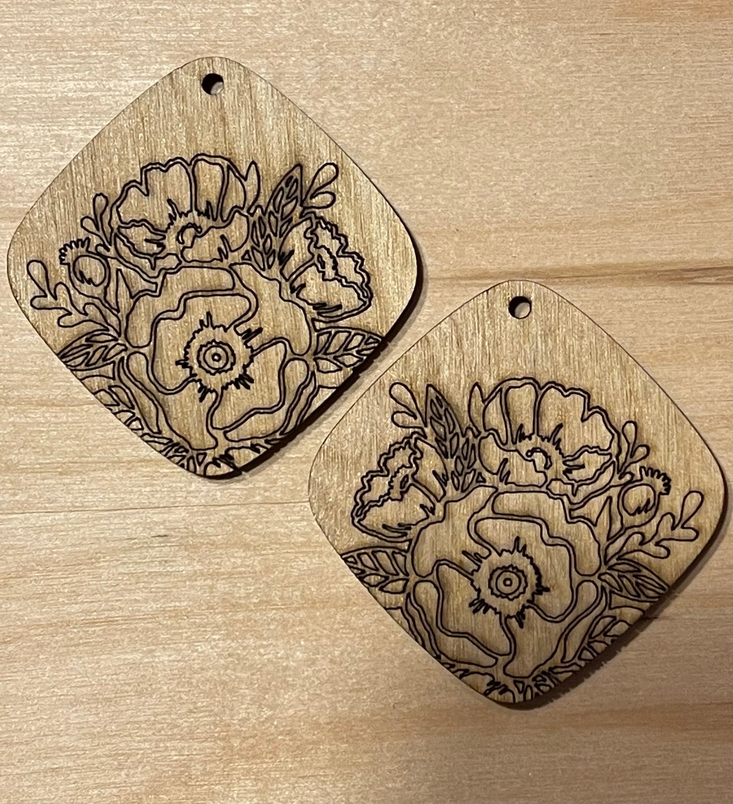 Floral Blank Wood Earrings. DIY jewelry. Unfinished laser cut wood jewelry. Wood earring blanks. Unfinished wood earrings. Wood jewelry blanks.