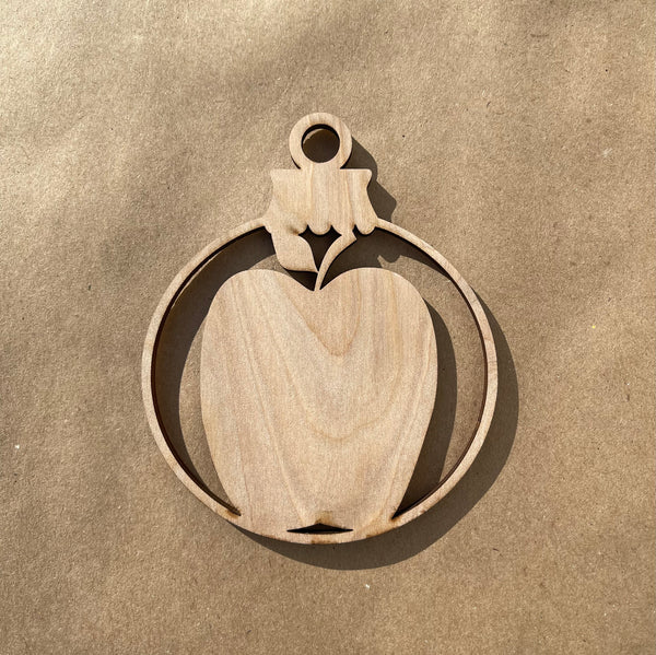 Apple Unfinished wood ornament