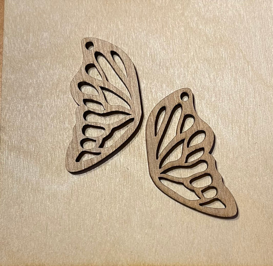 Butterfly Wings Blank Wood Earrings. DIY jewelry. Unfinished laser cut wood jewelry. Wood earring blanks. Unfinished wood earrings. Wood jewelry blanks.