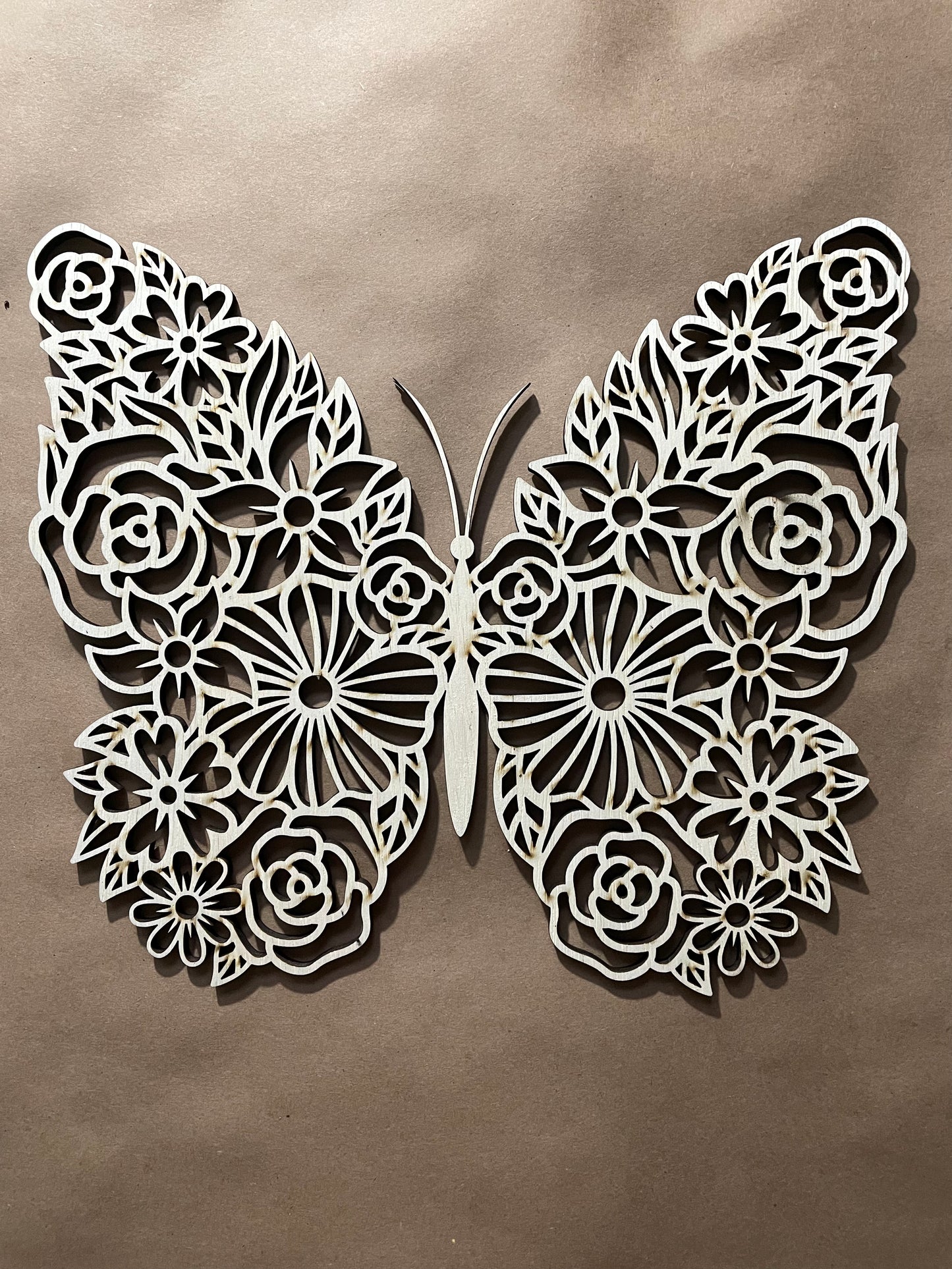 Full Floral Butterfly Unfinished Wood Cut Out. Unfinished Wood frame. Resin art frame. DIY wood cutout. Unfinished laser cut wood resin frame.