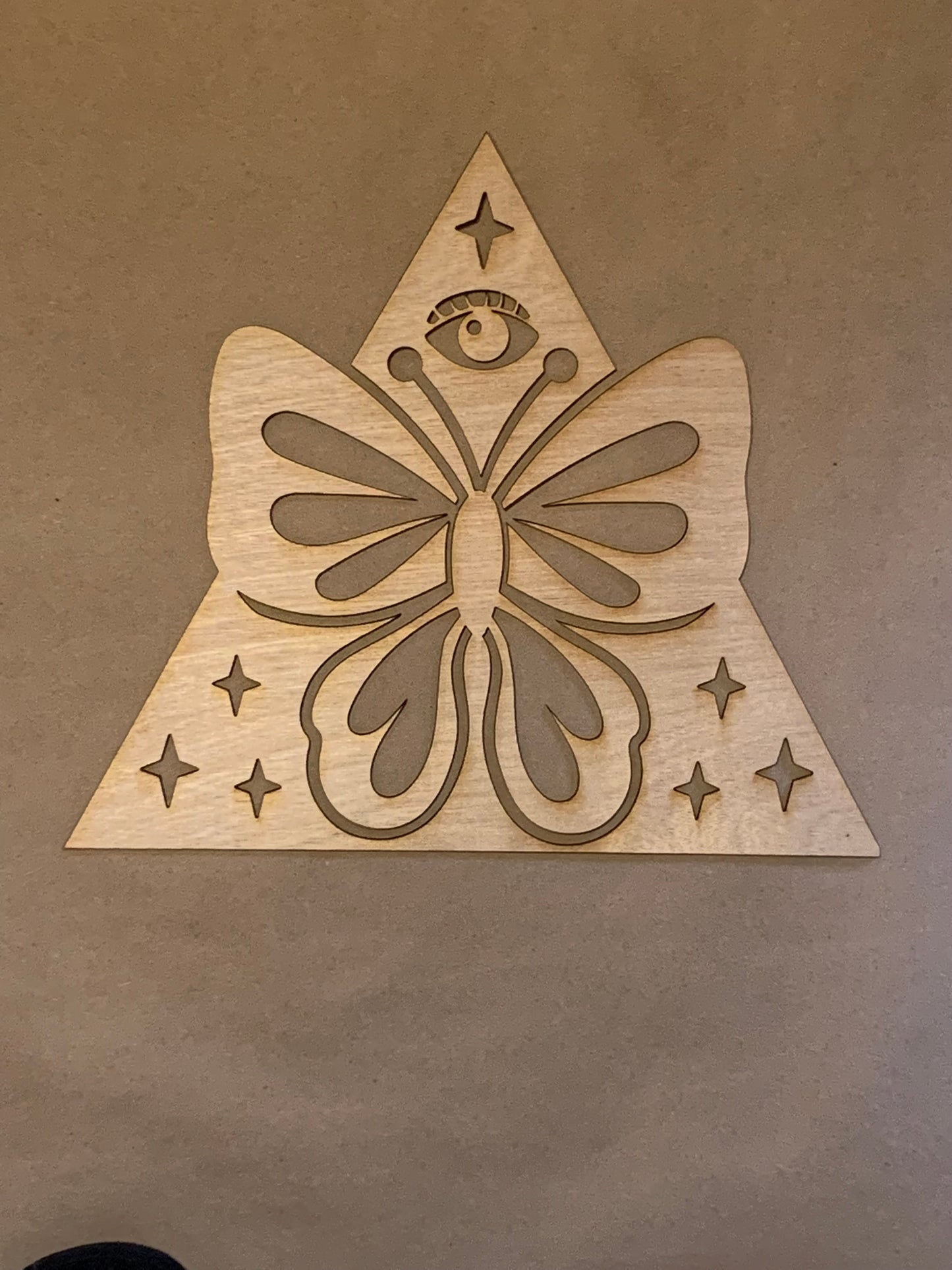 Pyramid Mystical Moth Unfinished Wood frame. Resin art frame. DIY wood cutout. Unfinished laser cut wood resin frame.