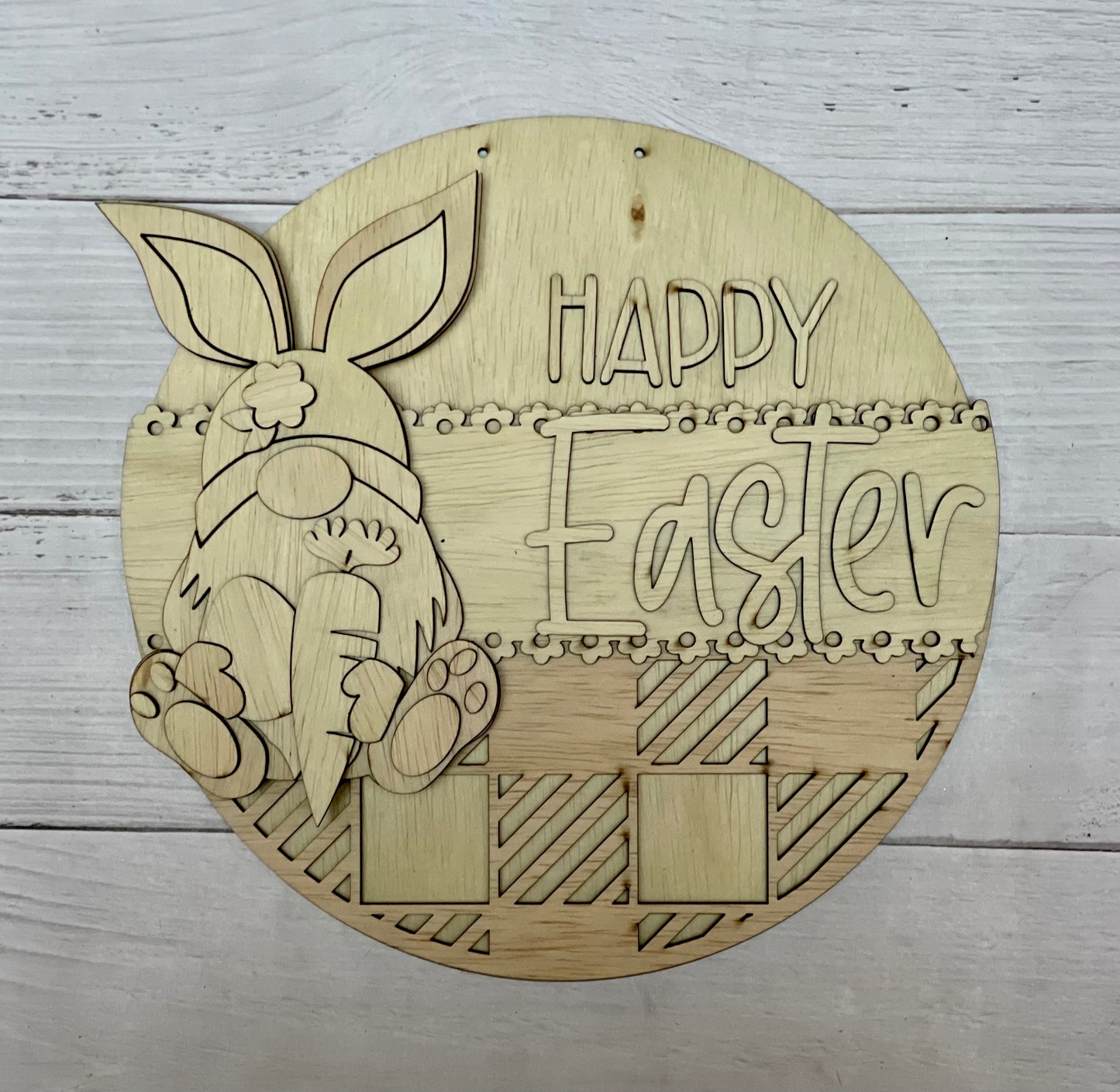 Happy Easter Bunny Gnome Round Sign Blank Set