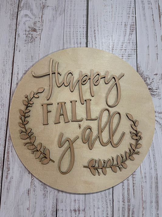 Happy Fall Y’all Round Sign Blank Set