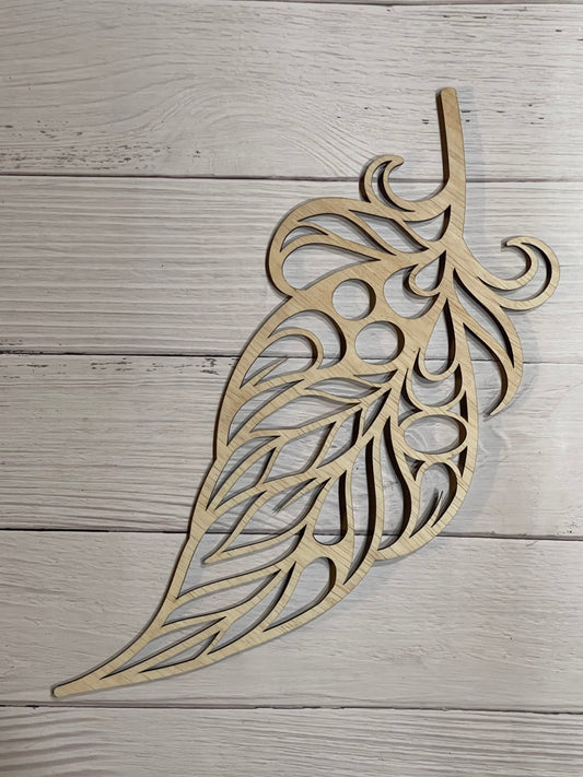 Fancy Feather Unfinished Wood frame. Resin art frame. DIY wood cutout. Unfinished laser cut wood resin frame.