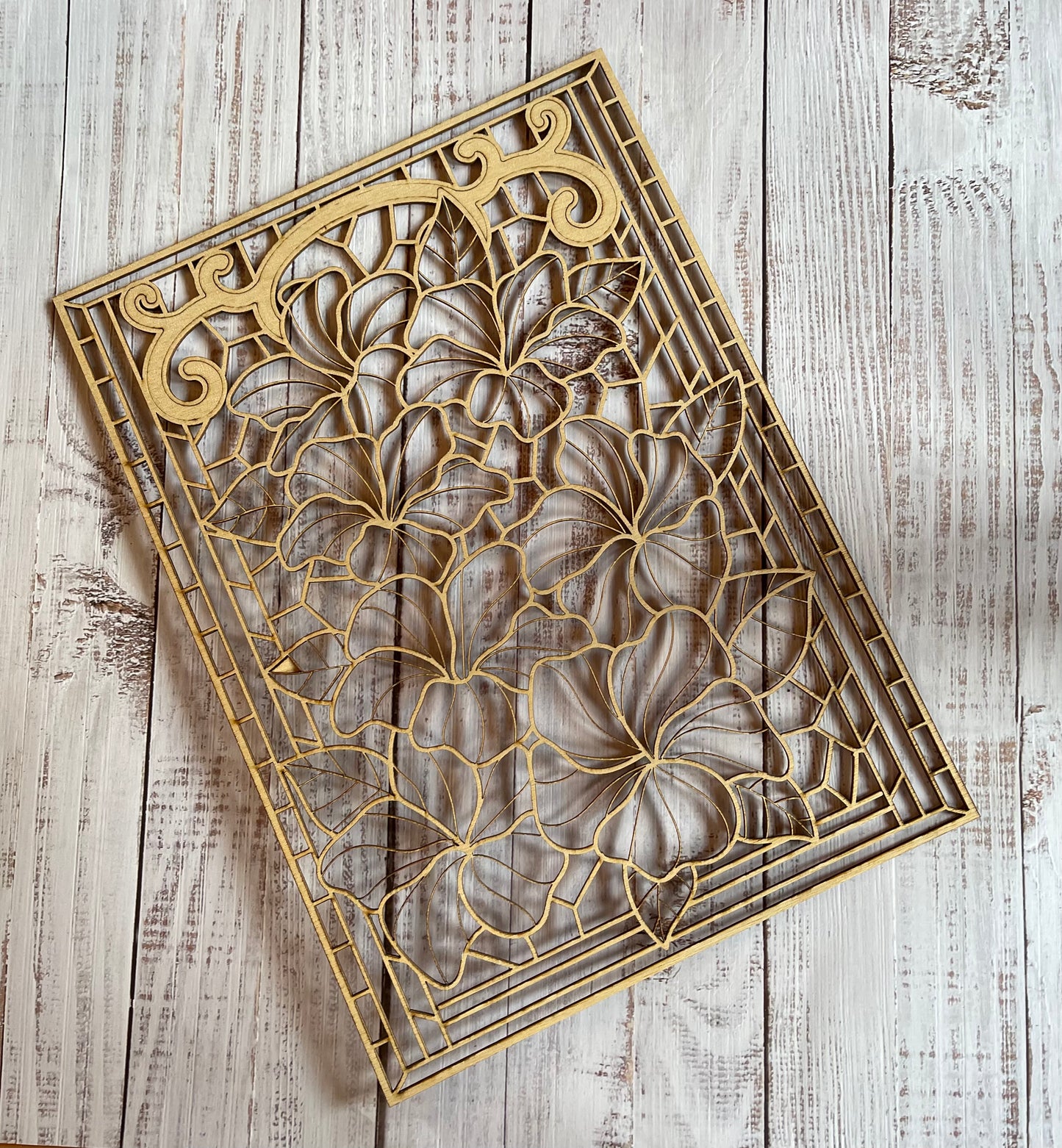 Floral Stained Glass Frame Art Wood Cut Out. Unfinished Wood frame. Resin art frame. DIY wood cutout. Unfinished laser cut wood resin frame.