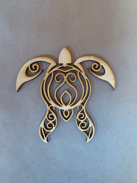 Sea Turtle Unfinished Wood Blank. DIY wood cutout. Wood mandala blank.