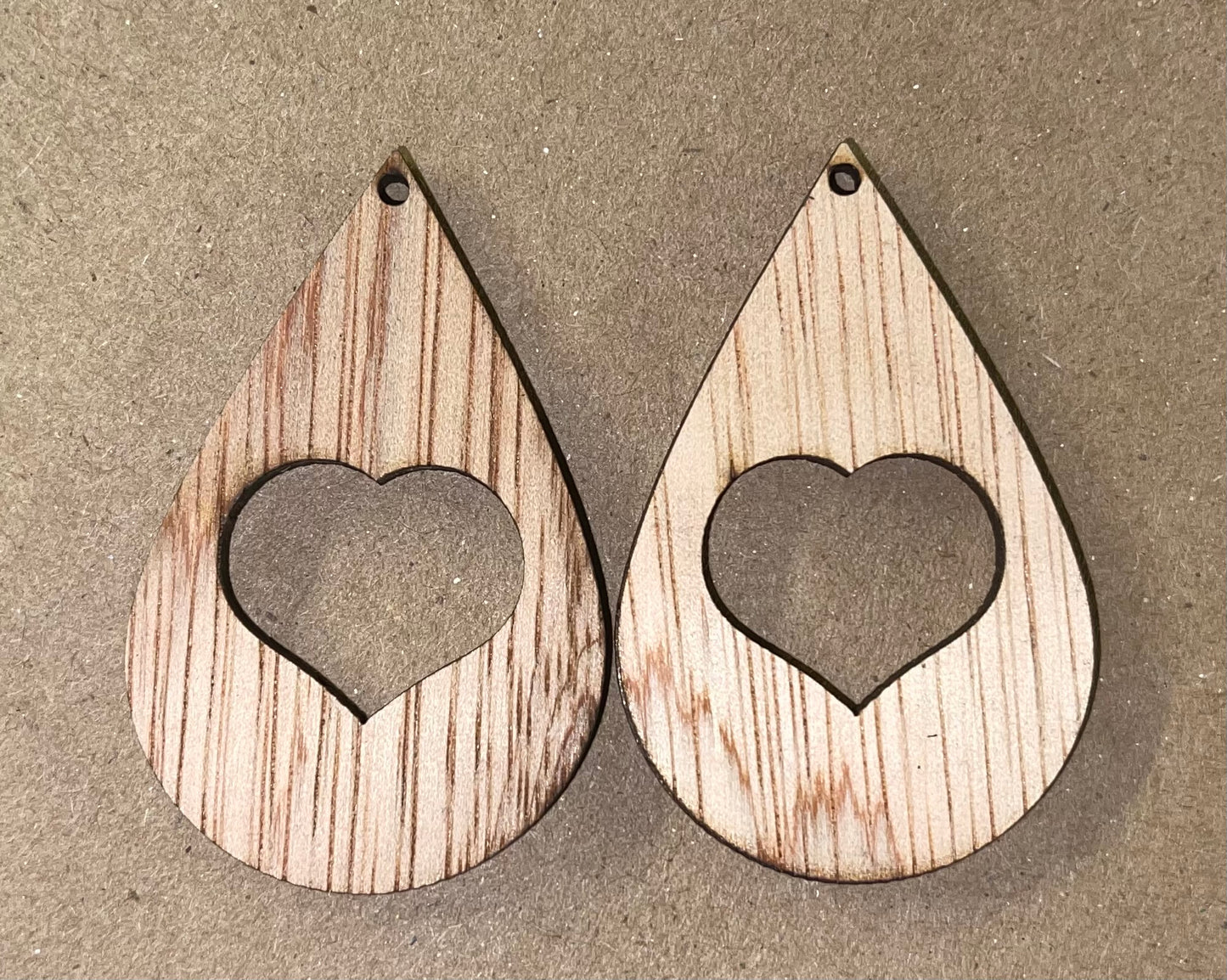 Drop Large Heart Cutout Blank Wood Earrings. DIY jewelry. Unfinished laser cut wood jewelry. Wood earring blanks. Unfinished wood earrings. Wood jewelry blanks.