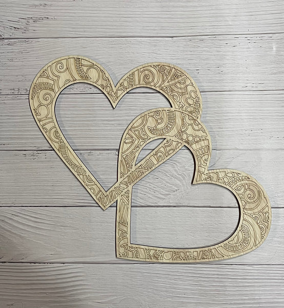 Double Heart Mandala Unfinished Wood frame. Resin art frame. DIY wood cutout. Unfinished laser cut wood resin frame.