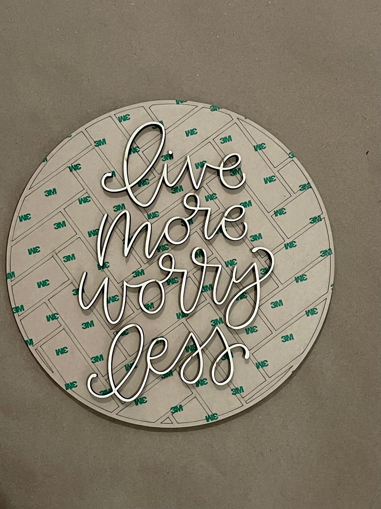 Live More Worry Less Subway Tile Style Round Sign Blank Set