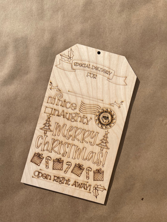 Gift Tag Unfinished Scored Wood Blank. DIY wood cutout. Diy painting blank.