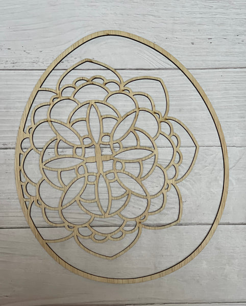 Mandala Easter Egg Unfinished Wood Resin frame. Resin art frame. DIY wood cutout. Unfinished laser cut wood resin frame.