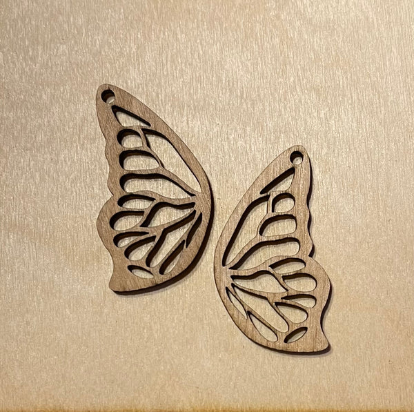 Butterfly Wings Blank Wood Earrings. DIY jewelry. Unfinished laser cut wood jewelry. Wood earring blanks. Unfinished wood earrings. Wood jewelry blanks.