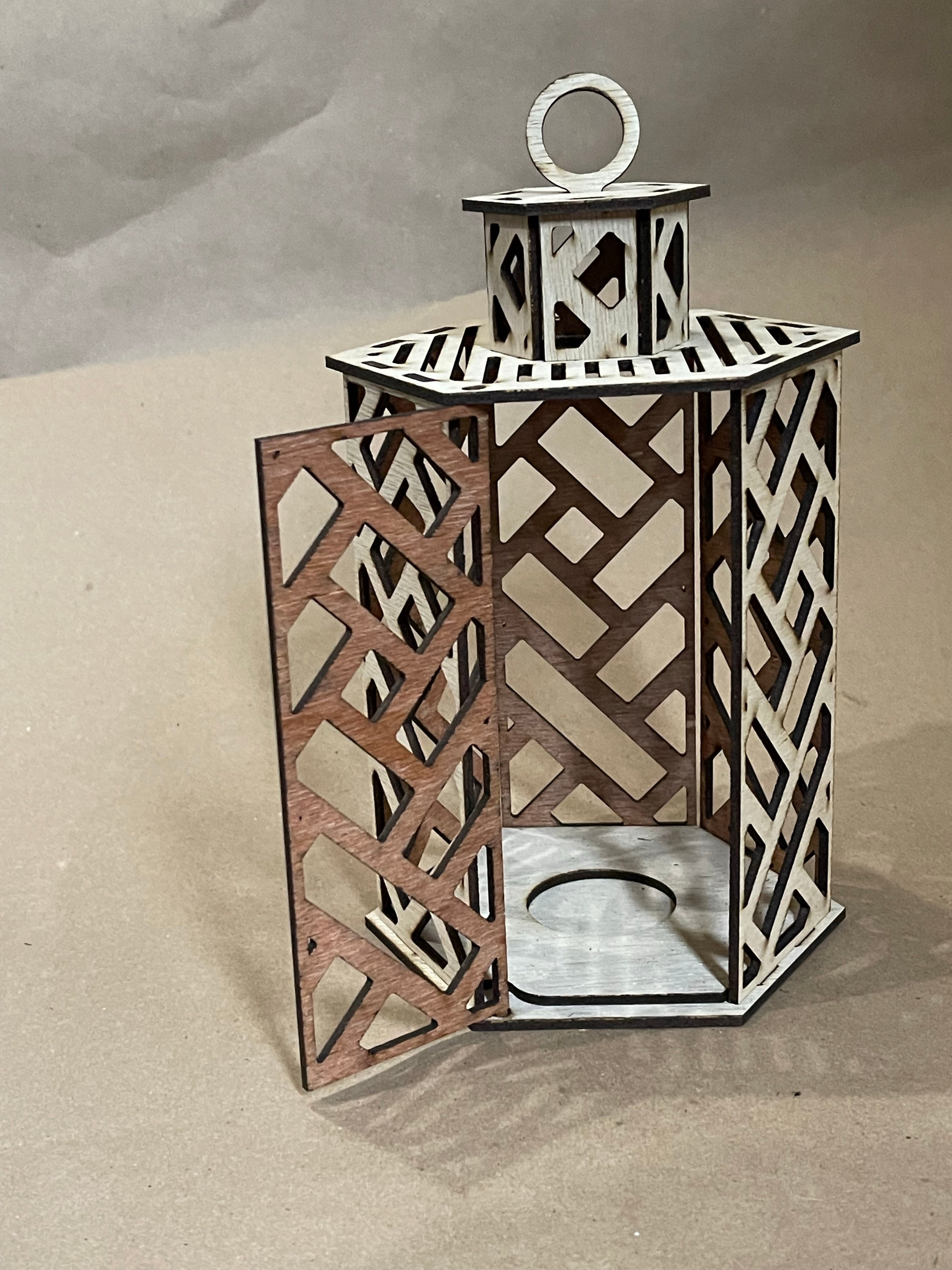 Basket Weave Pattern Lantern Light Box - Laser Cut Unfinished Wood Pro ...