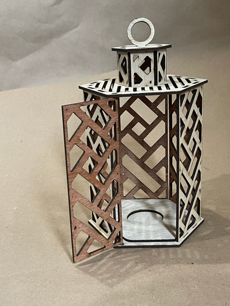 Basket Weave Pattern Lantern Light Box - Laser Cut Unfinished Wood Project