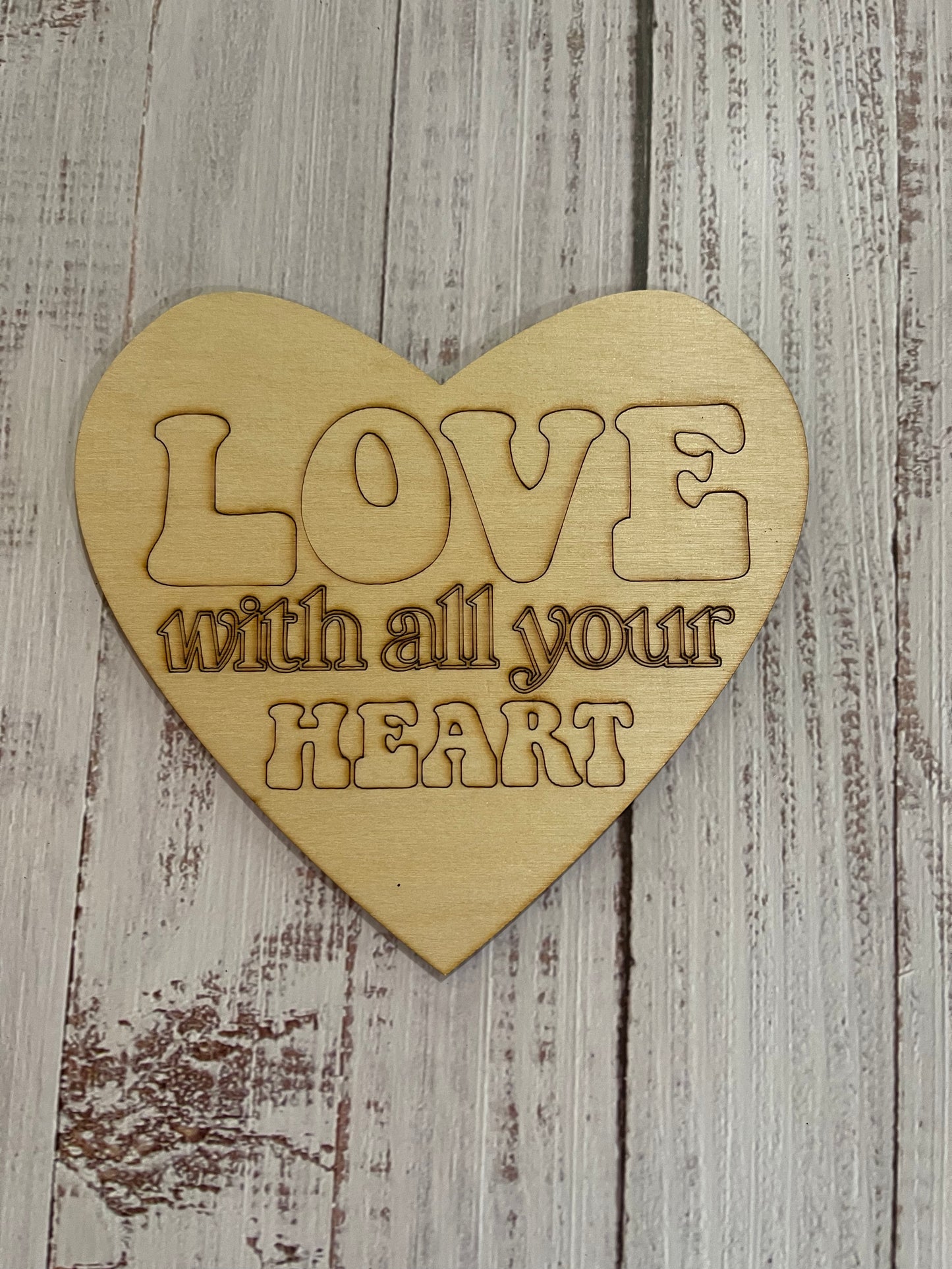 Love with all Your Heart Unfinished Scored Wood Plaque. DIY wood cutout. Wood mandala blank.